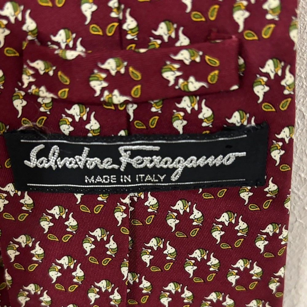 Salvatore Ferragamo Burgundy Geometric Men's Tie